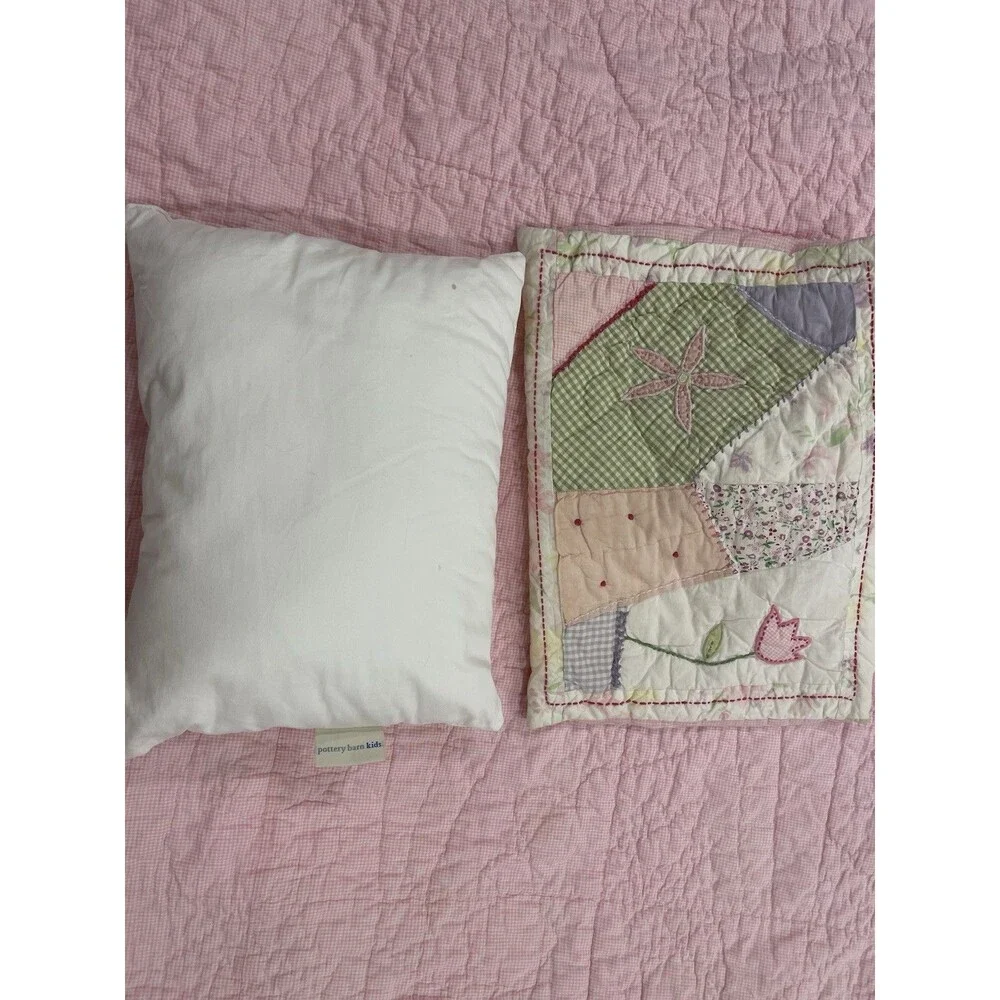 Pottery Barn Kids Twin Pink Patchwork Floral Quilt Reversible 68x86